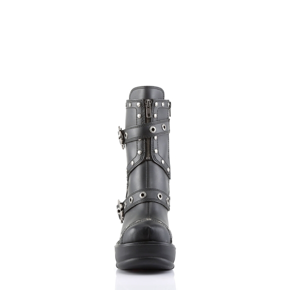 Sinister Chromed Block Heel Biker Boots - Picture 3 of 5